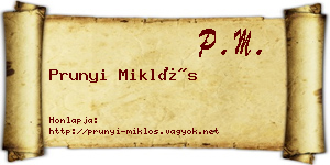 Prunyi Miklós névjegykártya